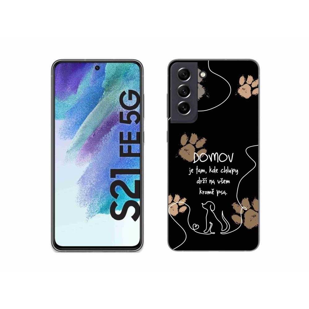 Gelový kryt mmCase na Samsung Galaxy S21 FE 5G - psí motiv černé pozadí