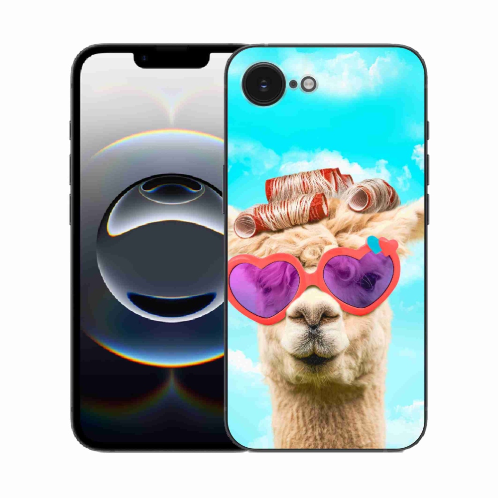Gelový kryt mmCase na iPhone 16e - lama s brýlemi