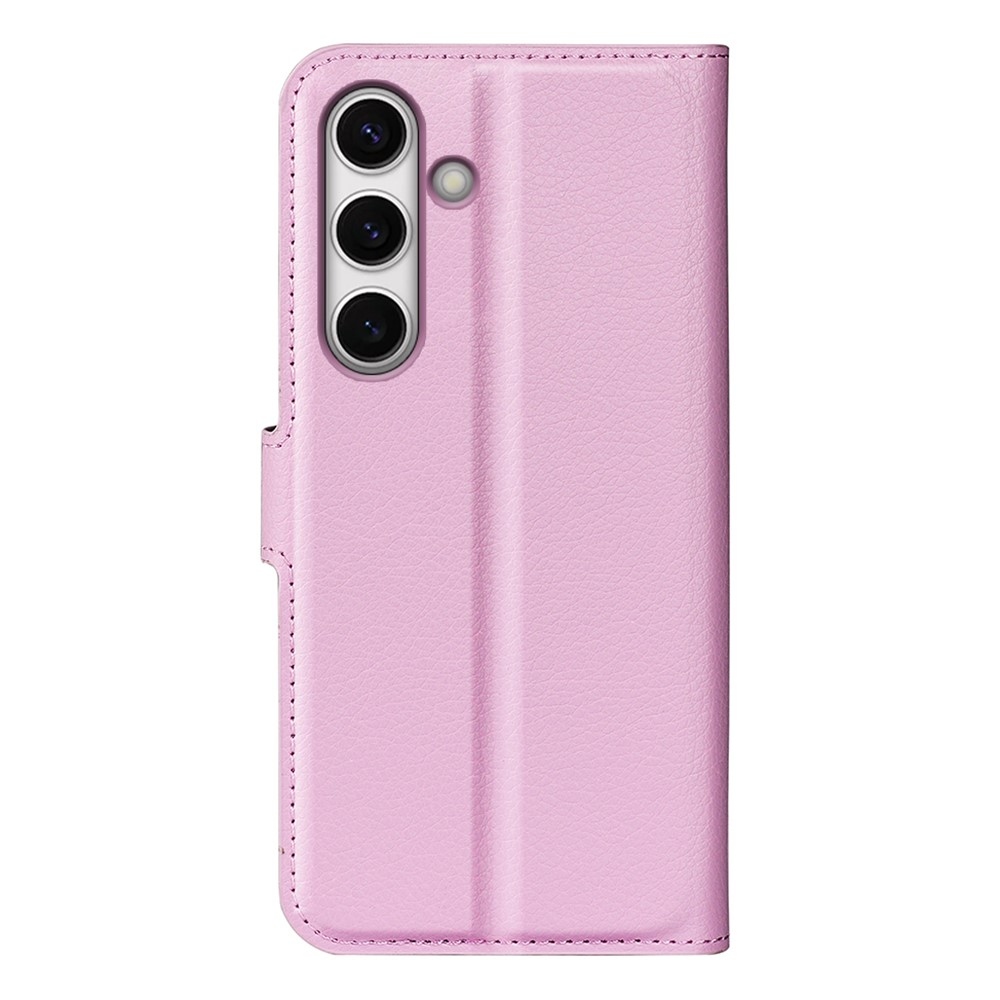 Litchi knížkové pouzdro na Samsung Galaxy S24 FE - růžové