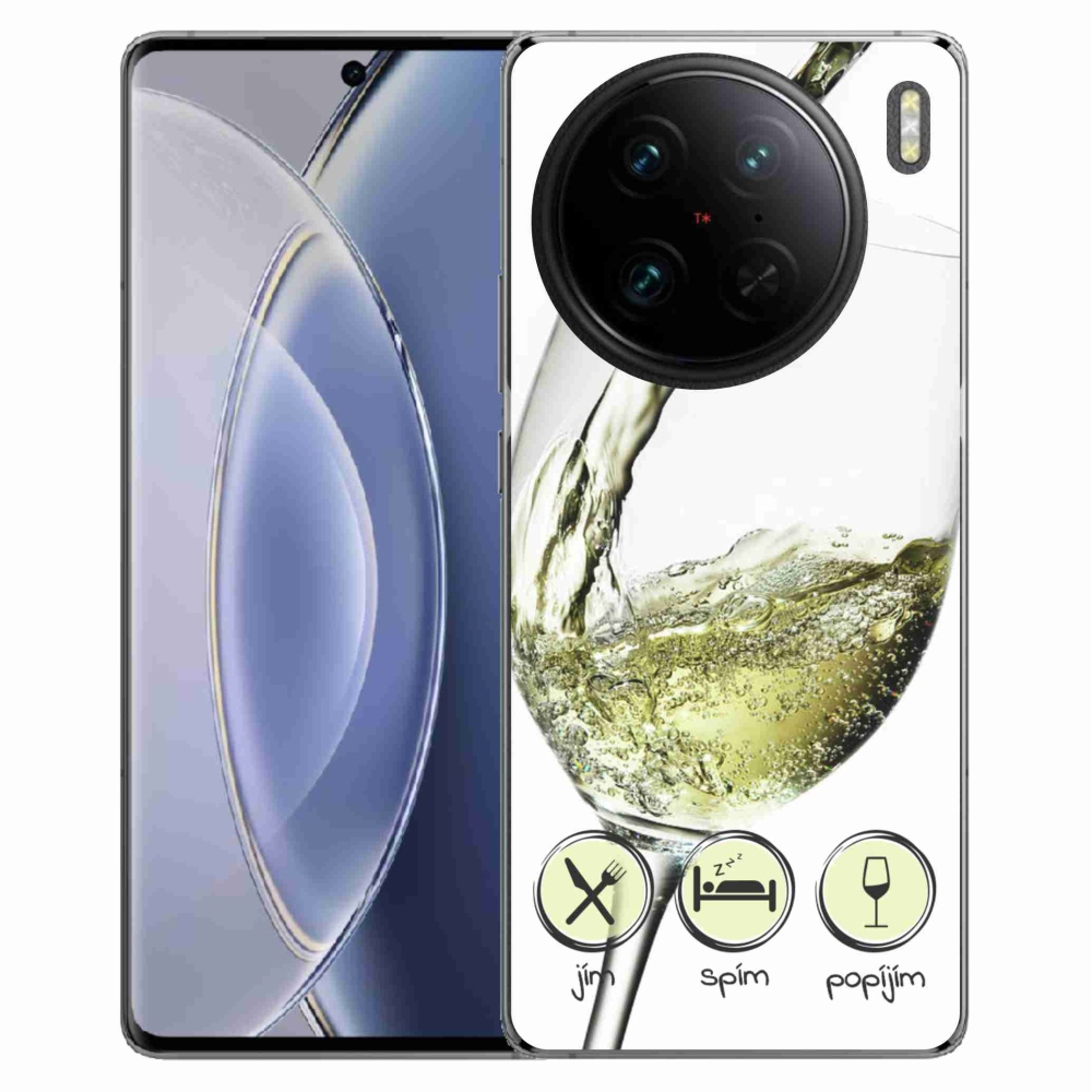Gelový obal mmCase na Vivo X90 Pro - sklenička vína bílé