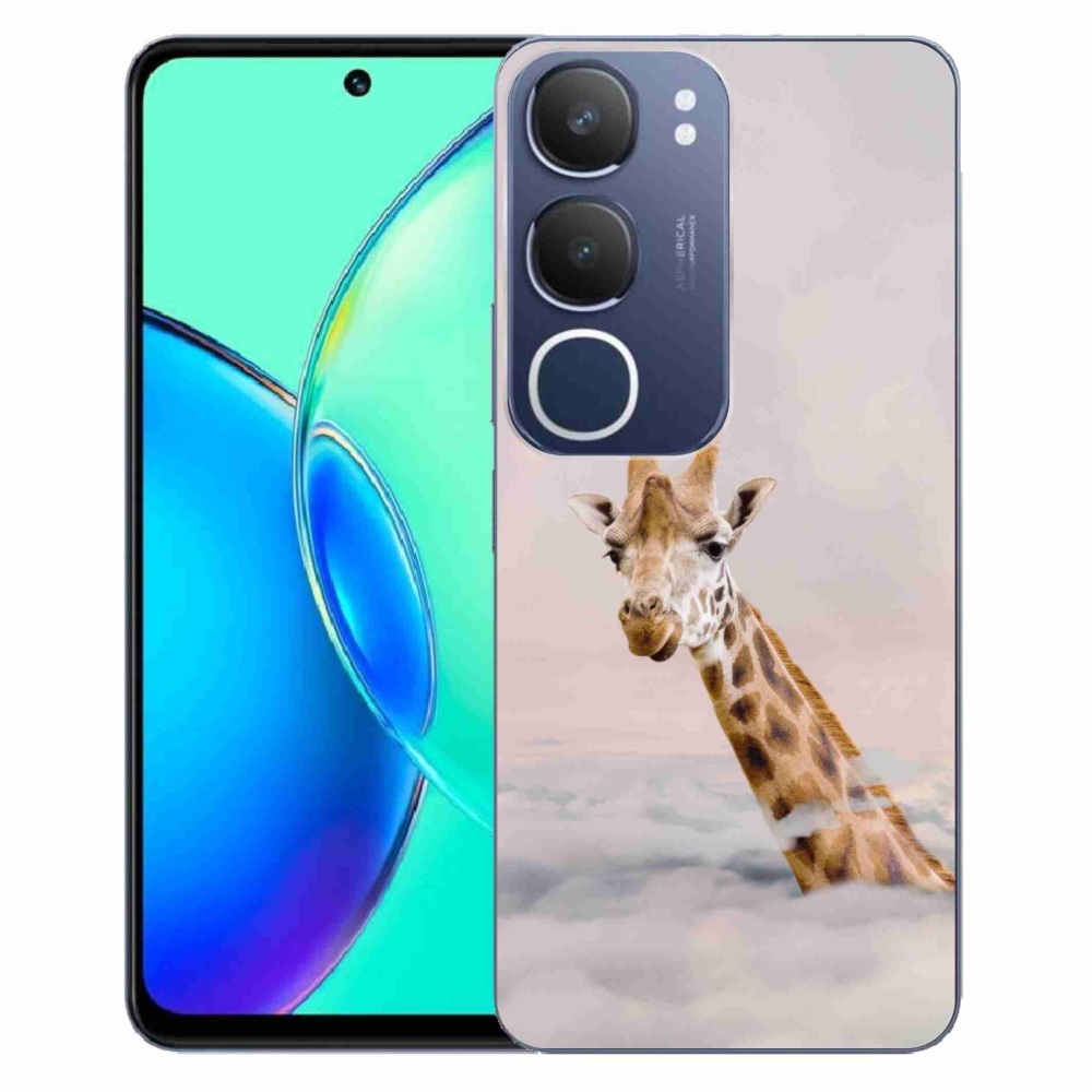 Gelový kryt mmCase na Vivo Y19s - žirafa v oblacích