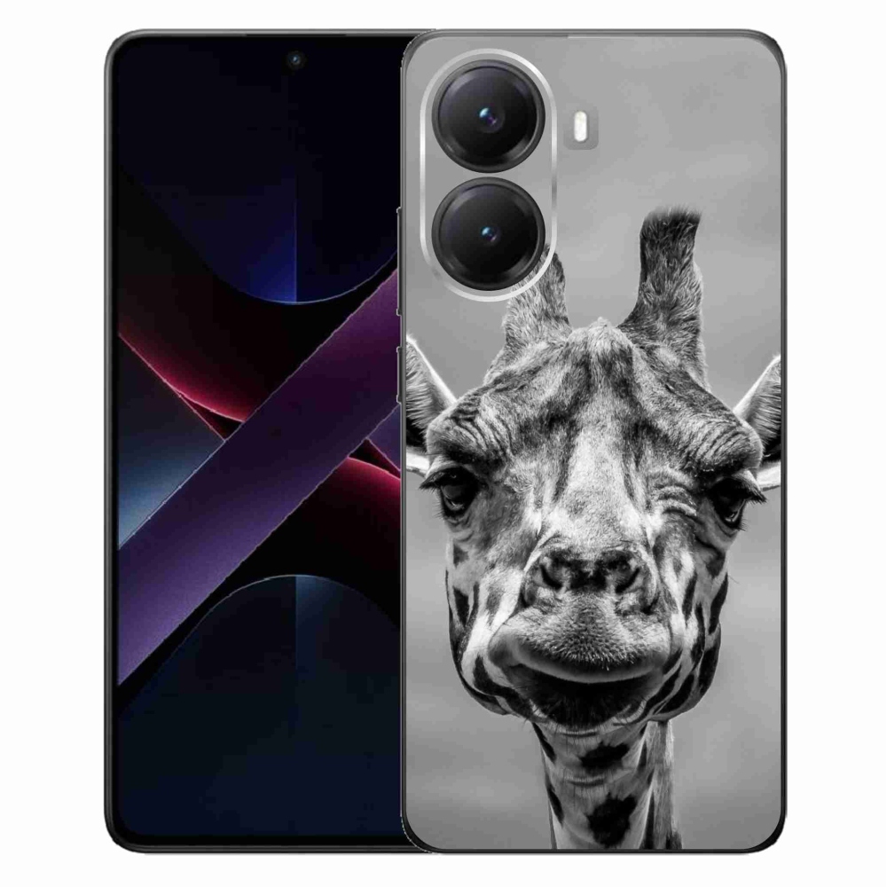 Gelový kryt mmCase na Xiaomi Poco X7 Pro 5G - černobílá žirafa