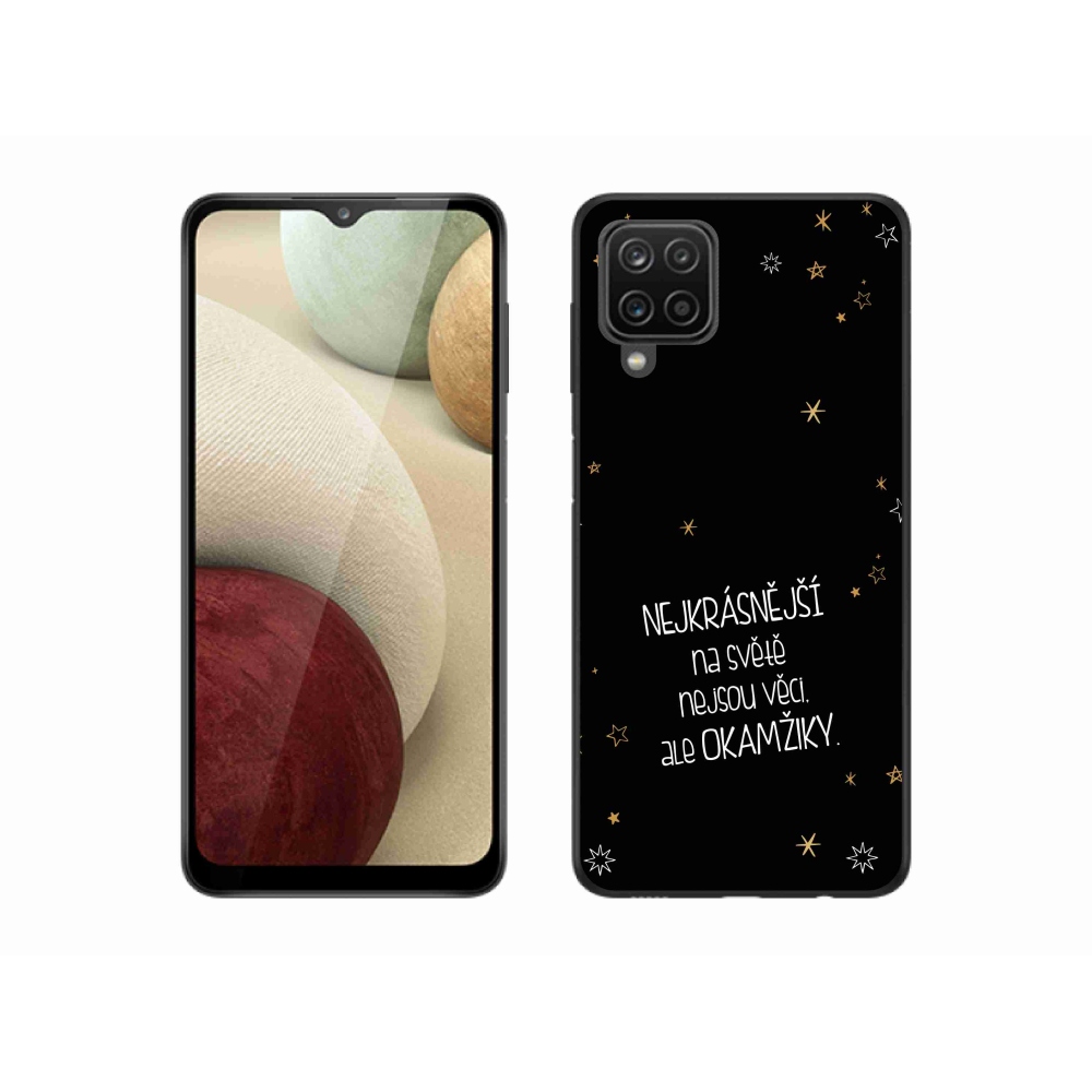 Gelový kryt mmCase na Samsung Galaxy A12 - citát 4 černé pozadí