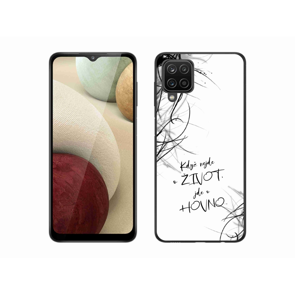 Gelový kryt mmCase na Samsung Galaxy A12 - vtipný text 16 bílé pozadí