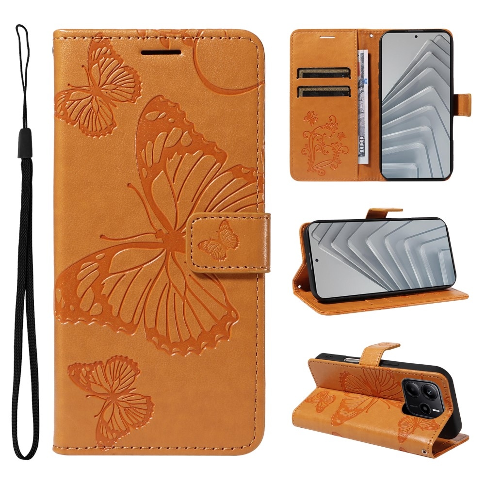 Big Butterfly knížkové pouzdro na Xiaomi Redmi Note 14 - žluté