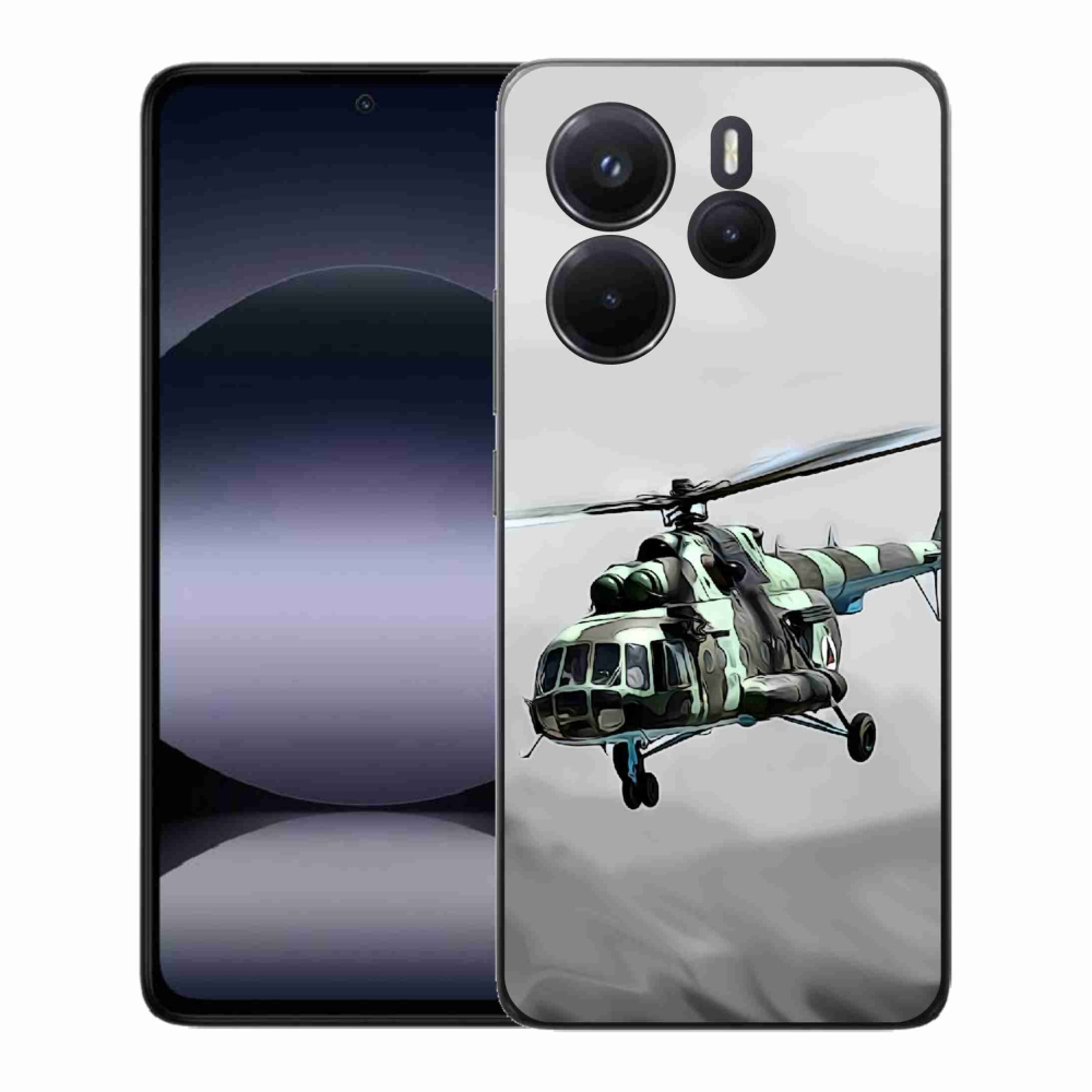 Gelový kryt mmCase na Xiaomi Redmi Note 14 - vojenský vrtulník