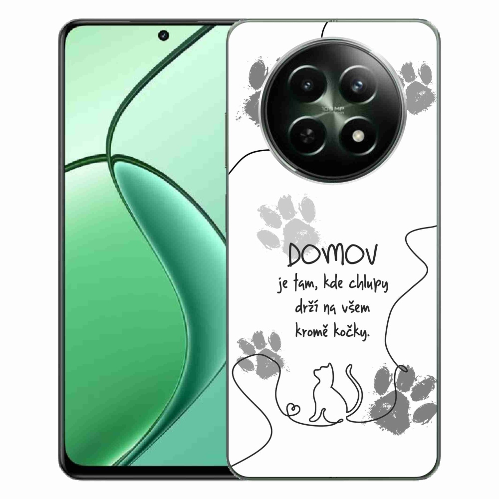 Gelový kryt mmCase na Realme 12 5G/12x 5G - kočičí motiv bílé pozadí