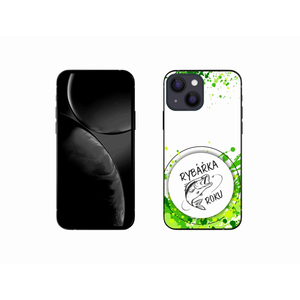Gelový kryt mmCase na iPhone 13 mini 5.4 - rybářka roku bílé pozadí