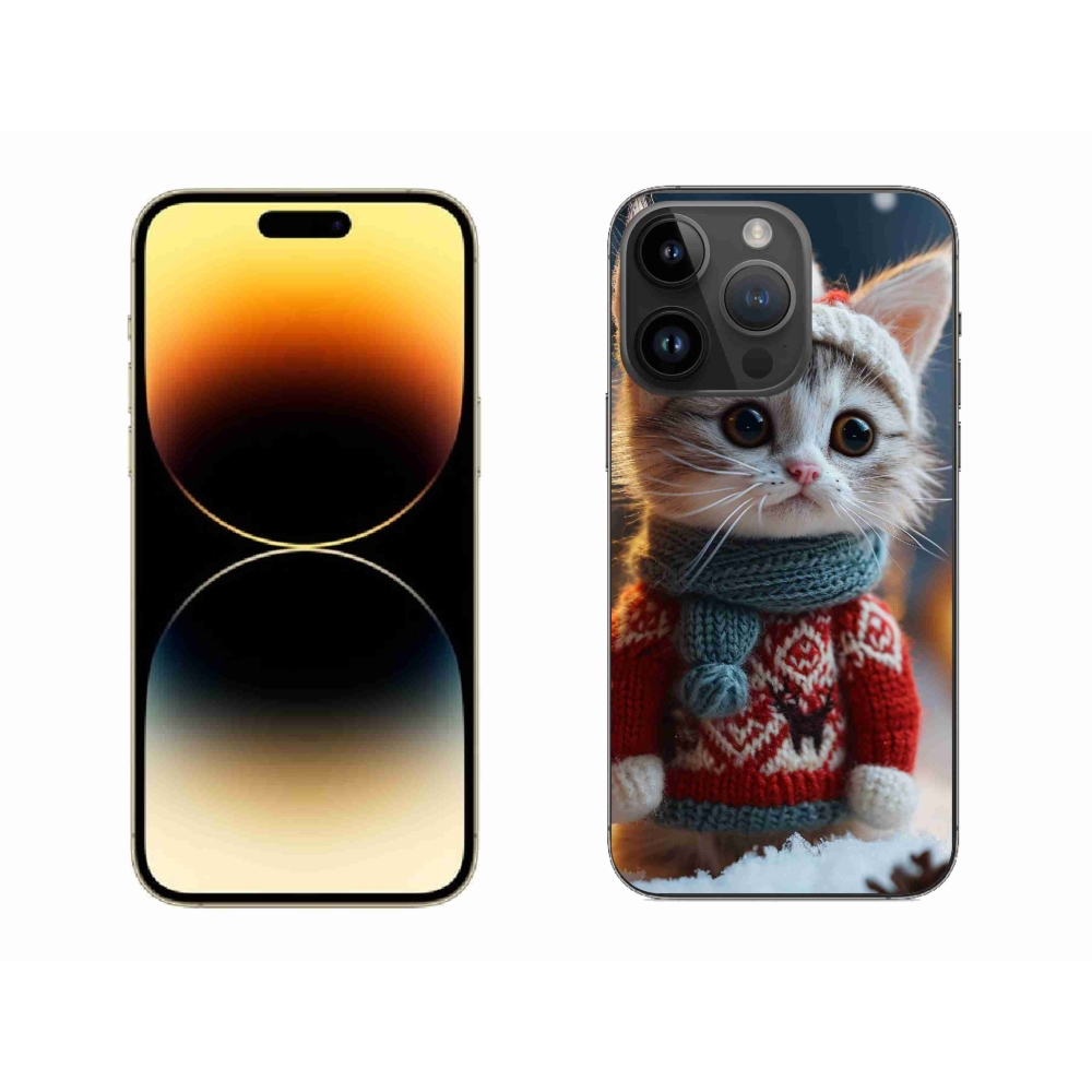 Gelový kryt mmCase na iPhone 14 Pro Max - kotě ve svetru