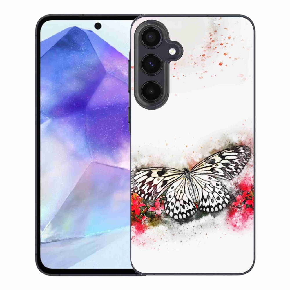 Gelový kryt mmCase na Samsung Galaxy A55 5G - černobílý motýl