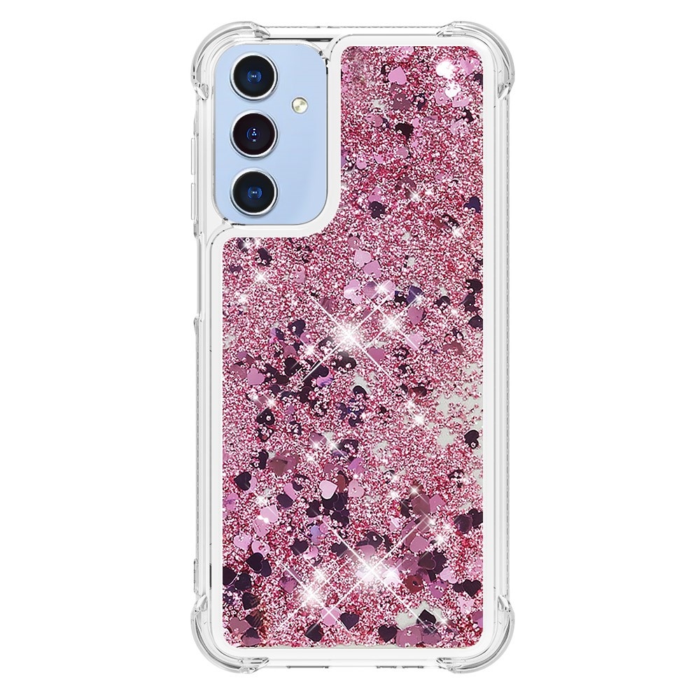 Glitter přesýpací gelový obal na Samsung Galaxy A26 5G - růžovozlatý/srdíčka