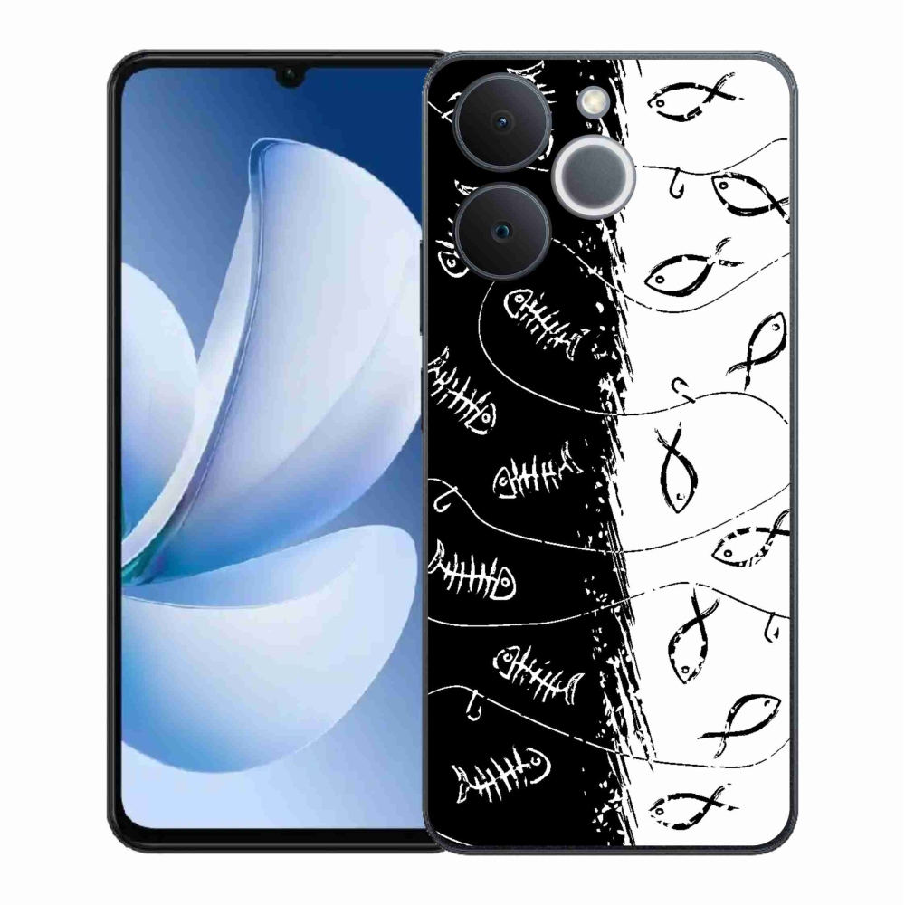 Gelový kryt mmCase na Realme Note 70T - kostry a rybky