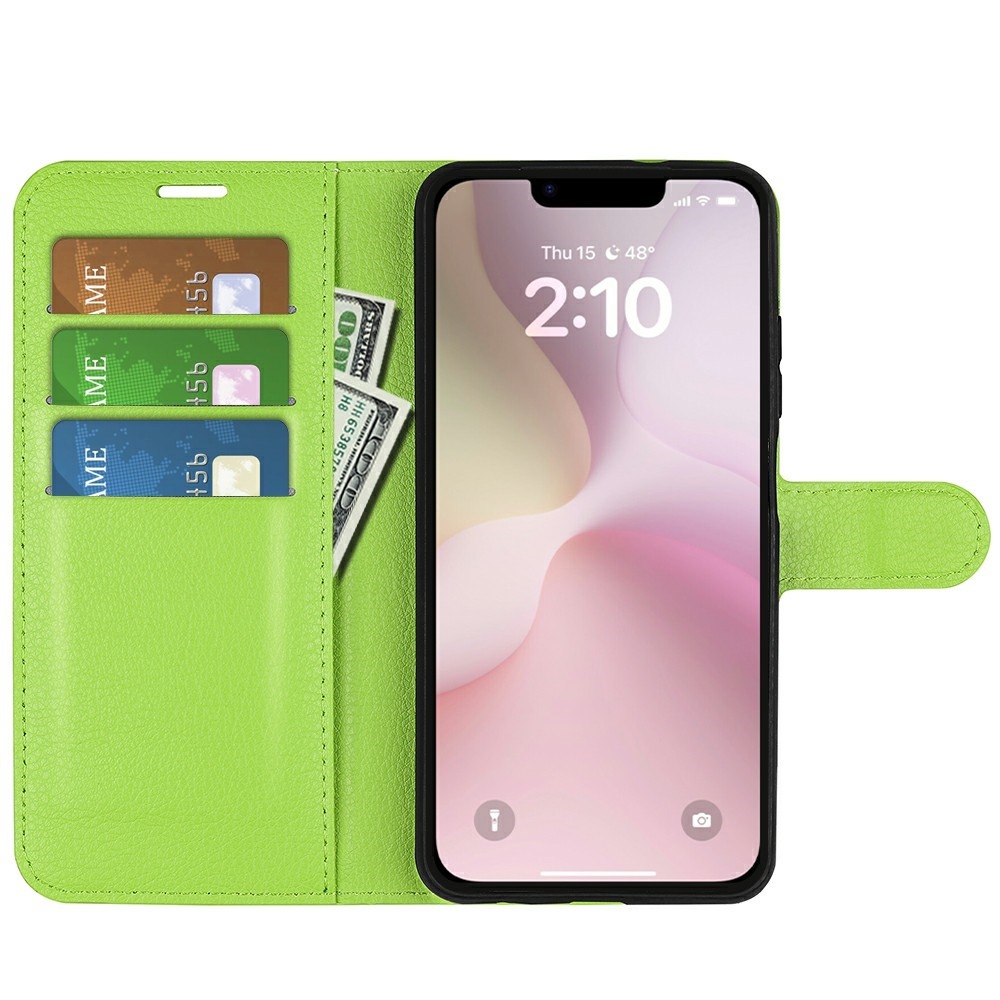 Litchi knížkové pouzdro na iPhone 16e - zelené