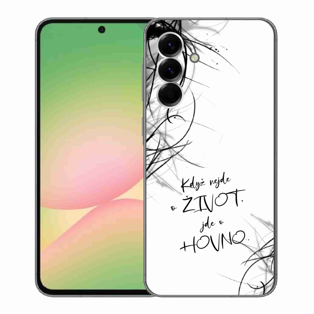 Gelový kryt mmCase na Samsung Galaxy A56 5G - vtipný text 16 bílé pozadí