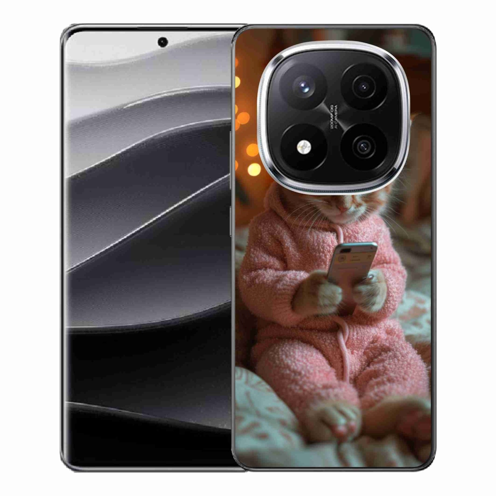 Gelový kryt mmCase na Xiaomi Redmi Note 14 Pro+ 5G - kotě s mobilem