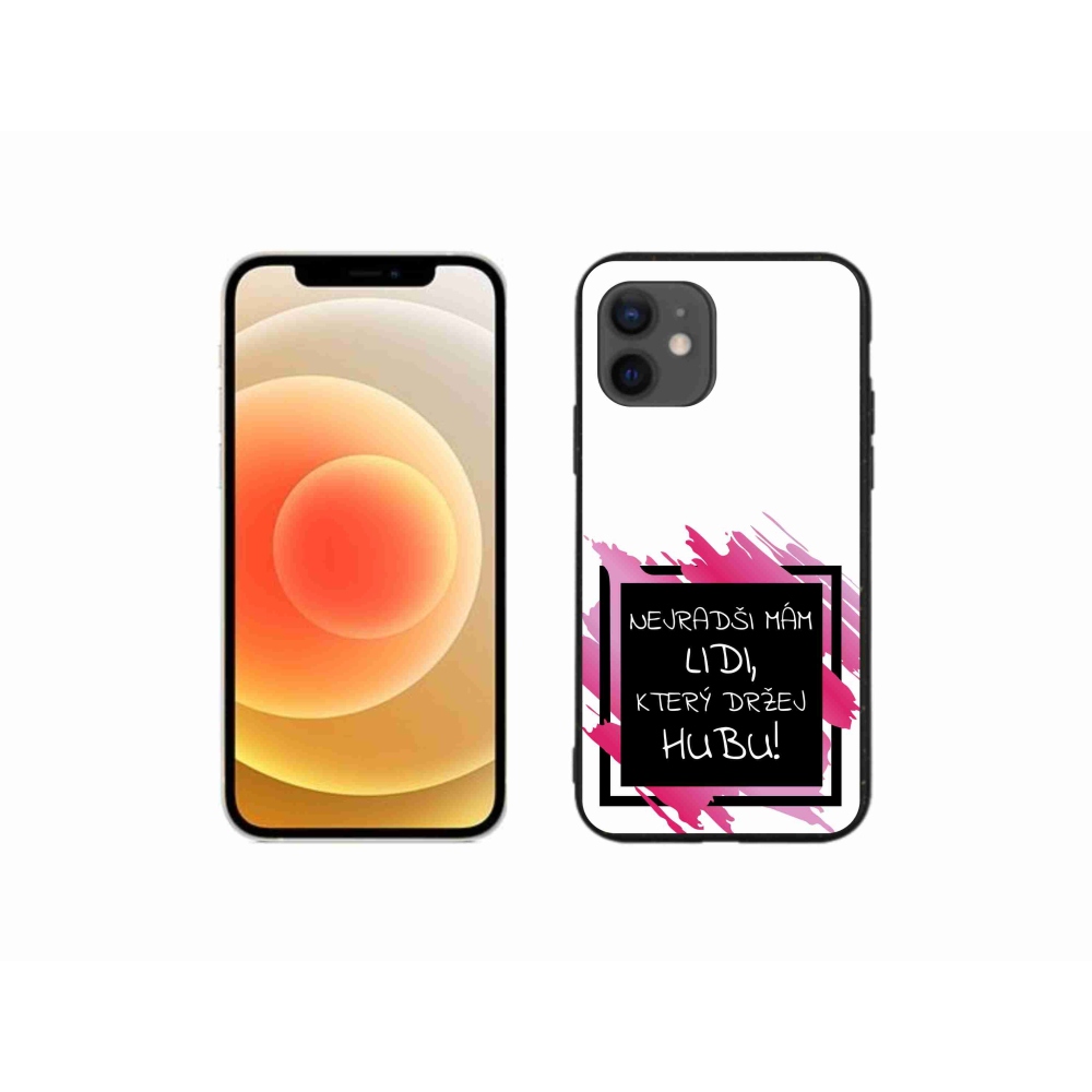 Gelový kryt mmCase na iPhone 12 mini - vtipný text 7 černobílé pozadí