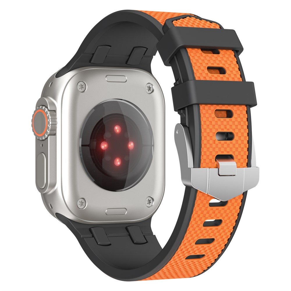 Sports silikonový řemínek na Apple Watch Ultra/Ultra 2 49mm/SE/SE 2022/2023 44mm/9/8/7 45mm/6/5/4 44mm/3/2/1 42 mm - černý/oranžový