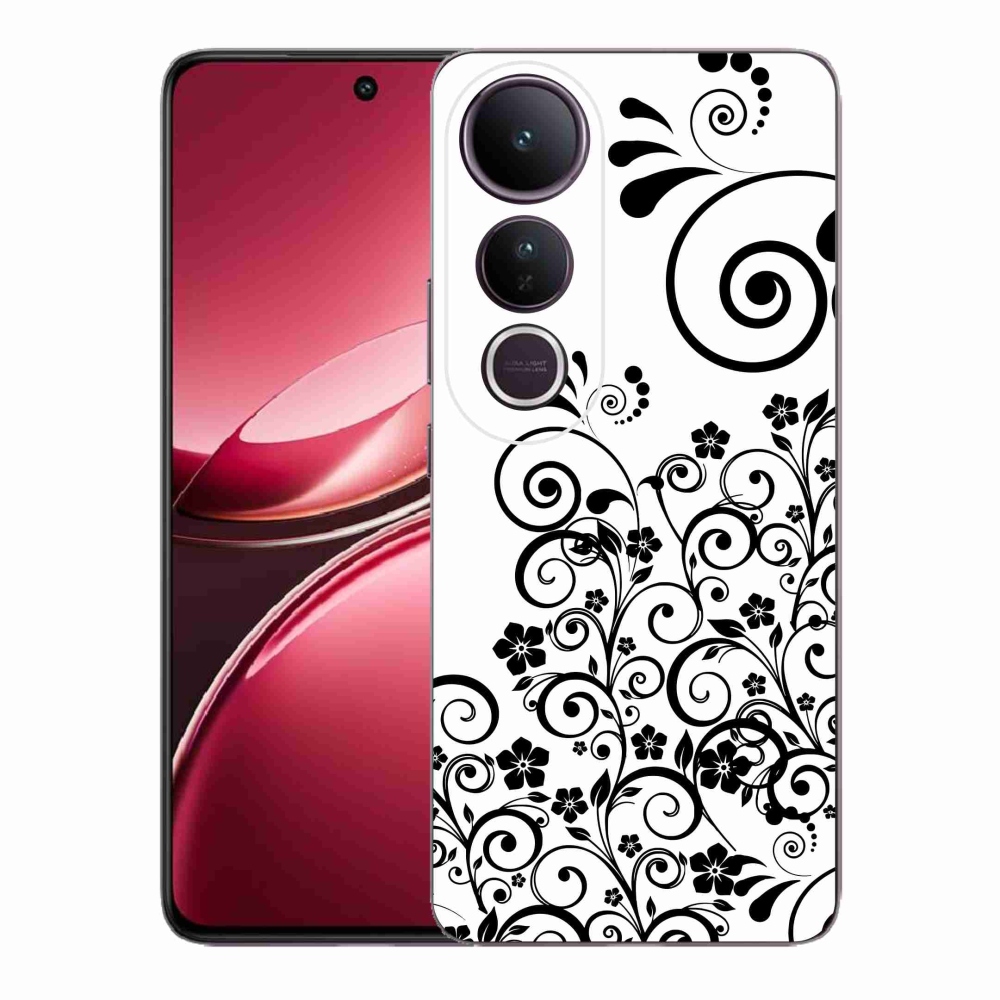 Gelový kryt mmCase na Vivo V50 Lite 4G/5G - černobílé květinové vzory