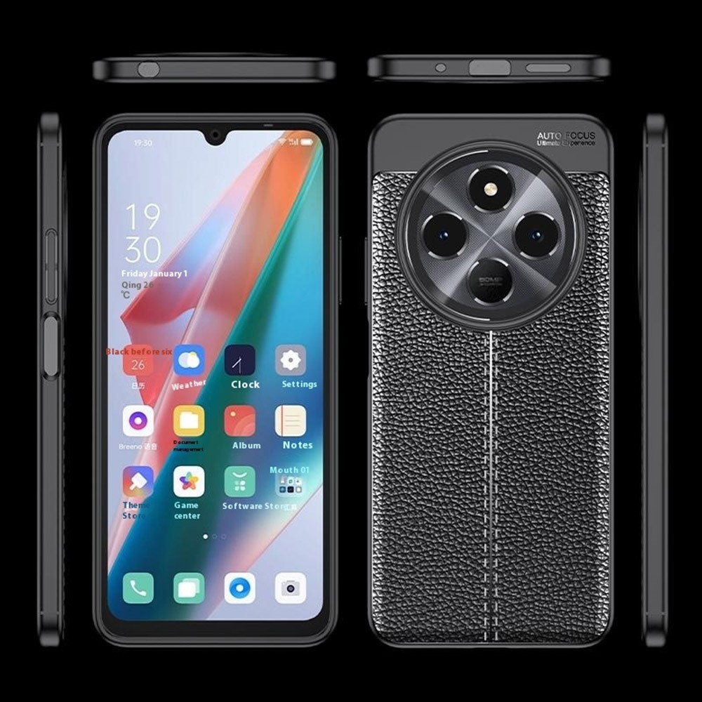 Litchi odolný gelový obal na Xiaomi Redmi 14C/Poco C75 - černý
