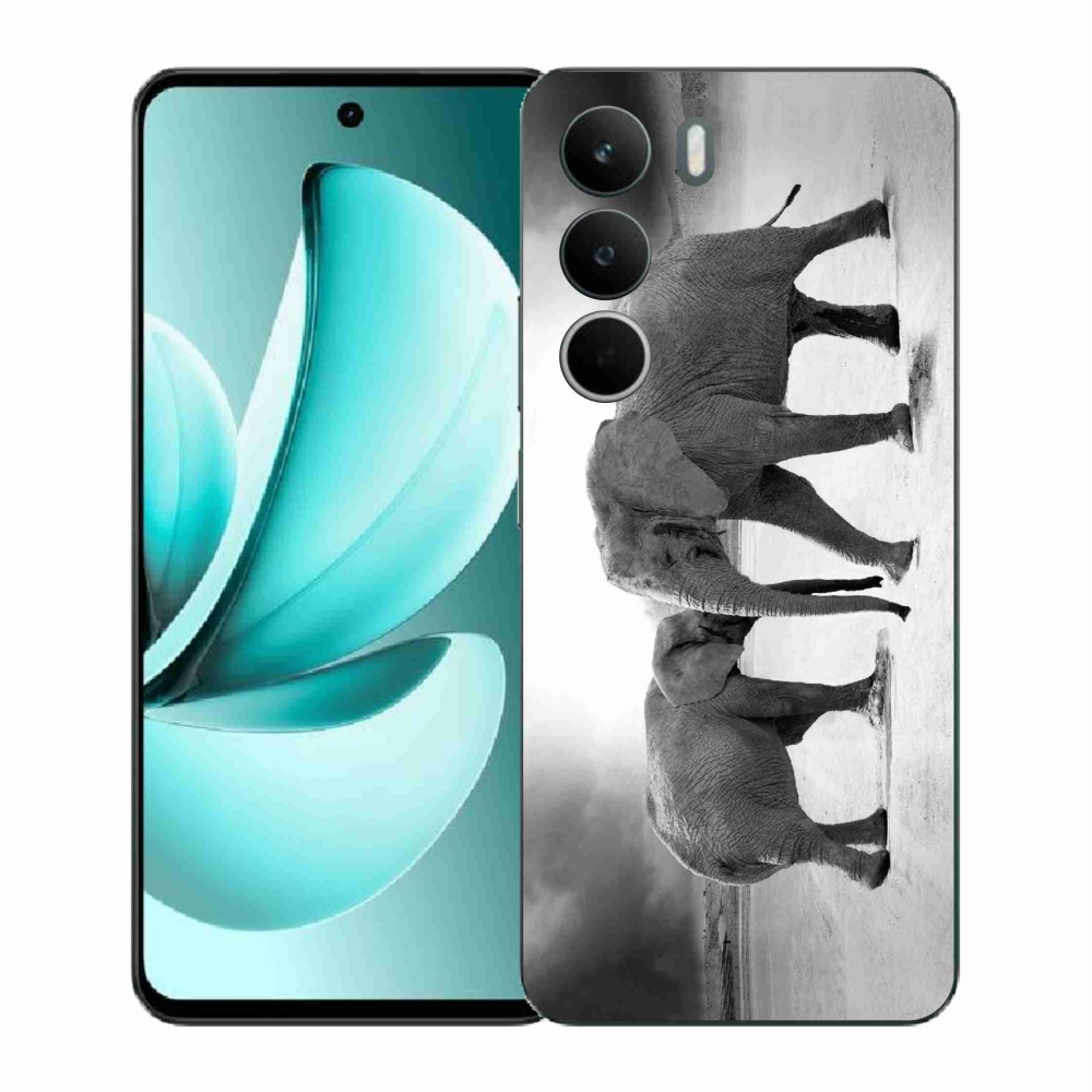 Gelový kryt mmCase na Realme C71 - černobílí sloni