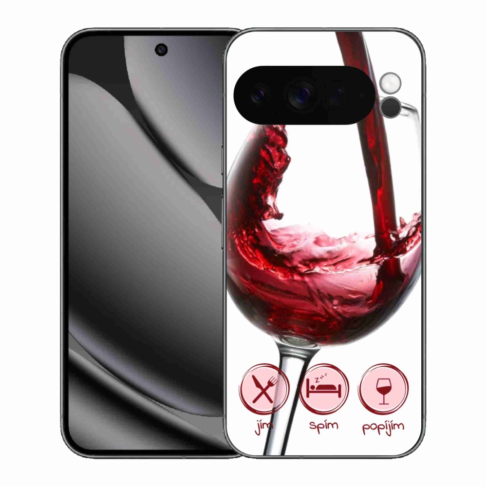 Gelový kryt mmCase na Google Pixel 10 Pro XL - sklenička vína červené