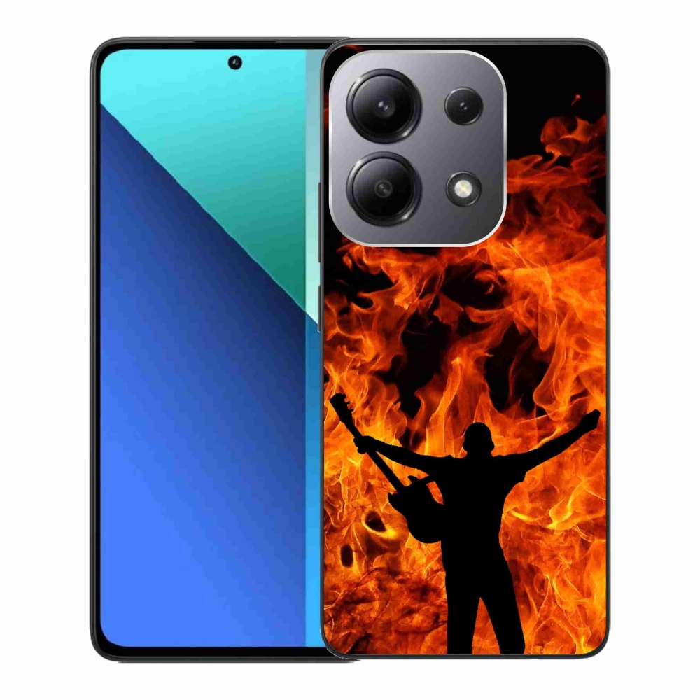 Gelový kryt mmCase na Xiaomi Redmi Note 13 - muzikant a oheň