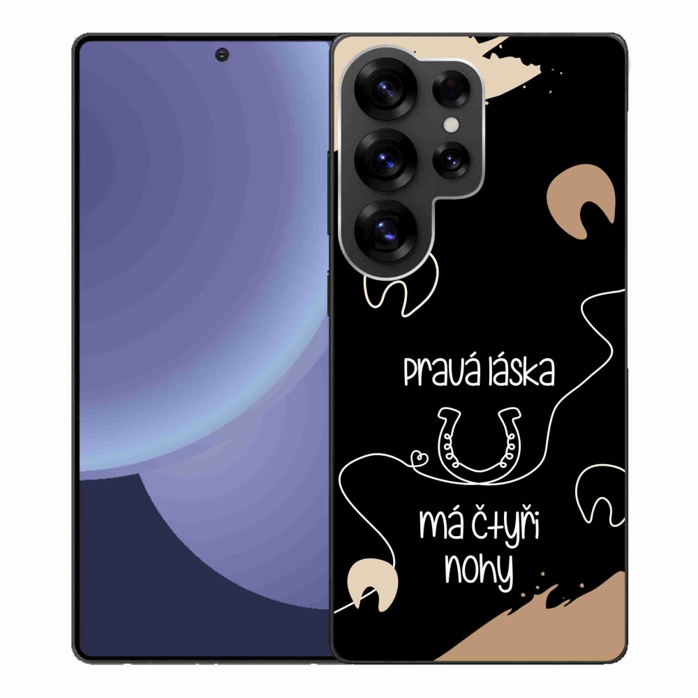 Gelový kryt mmCase na Samsung Galaxy S25 Ultra - koňský motiv černé pozadí