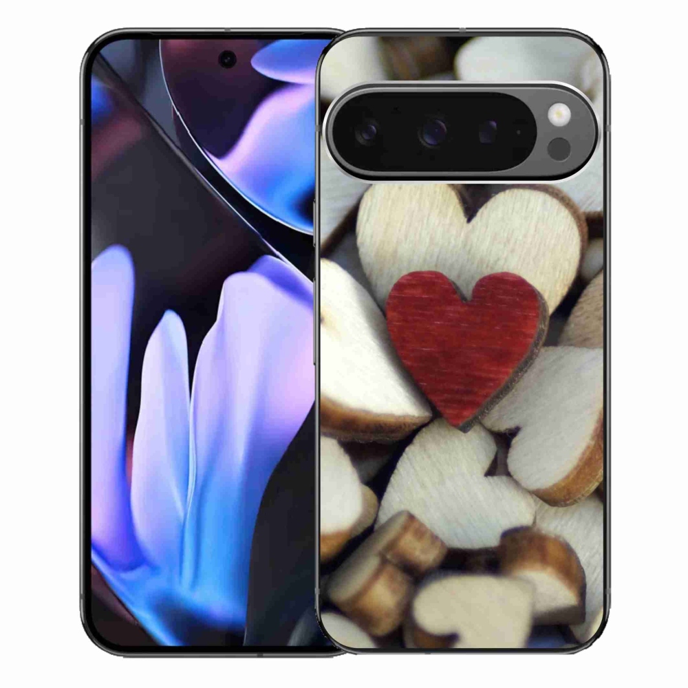 Gelový kryt mmCase na Google Pixel 9 Pro XL - gravírované červené srdce 
