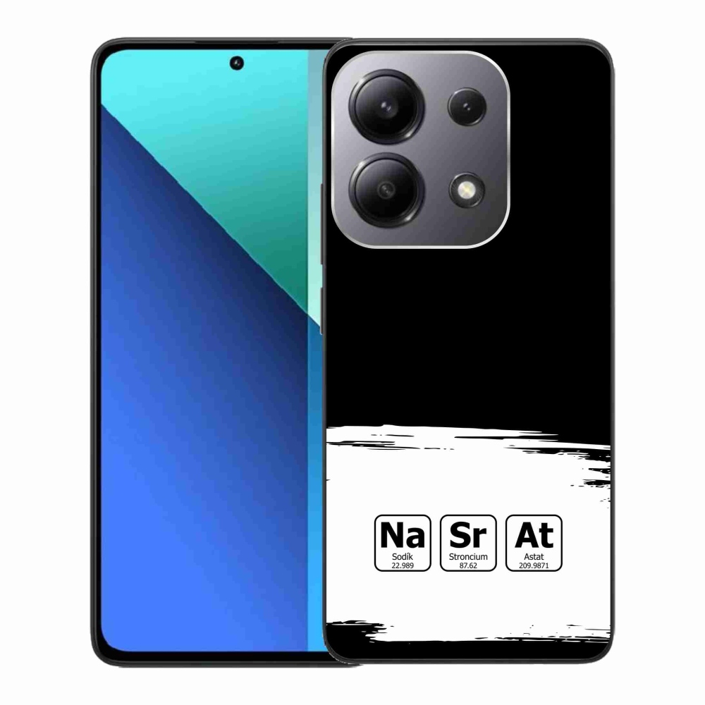 Gelový kryt mmCase na Xiaomi Redmi Note 13 - chemické prvky bíločerné pozadí