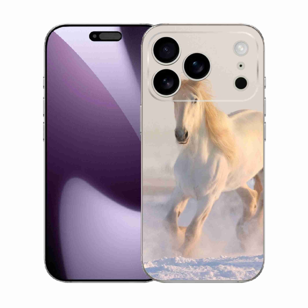 Gelový kryt mmCase na iPhone 17 Pro - kůň ve sněhu