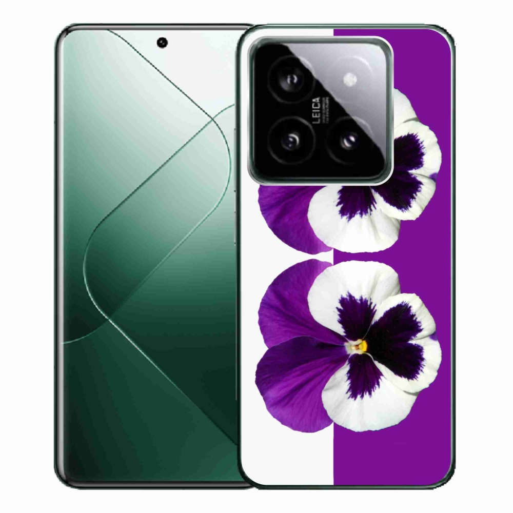Gelový kryt mmCase na Xiaomi 14 Pro - fialovobílý květ