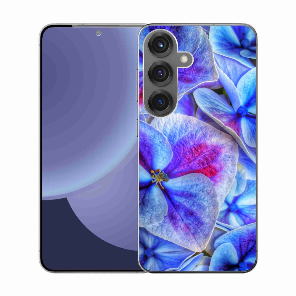Gelový kryt mmCase na Samsung Galaxy S25 - modré květy 1