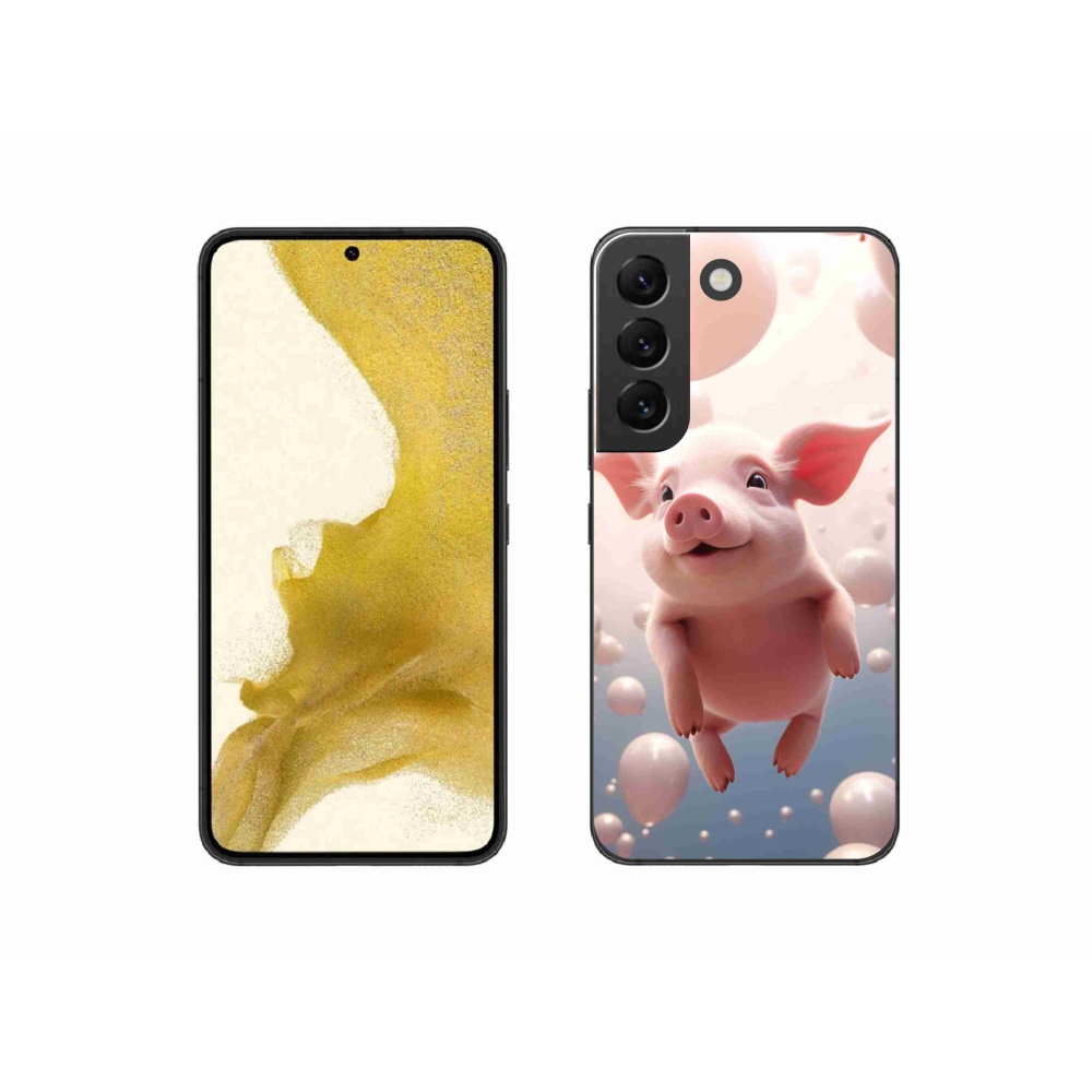 Gelový kryt mmCase na Samsung Galaxy S22 5G - prasátko s balónky