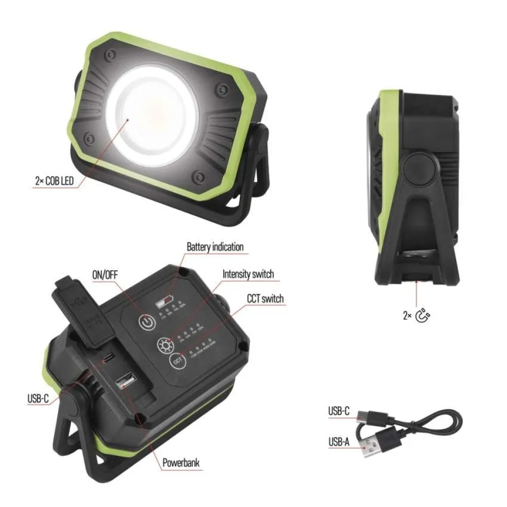 COB LED nabíjecí pracovní reflektor P4542, 900 lm, 4400 mAh
