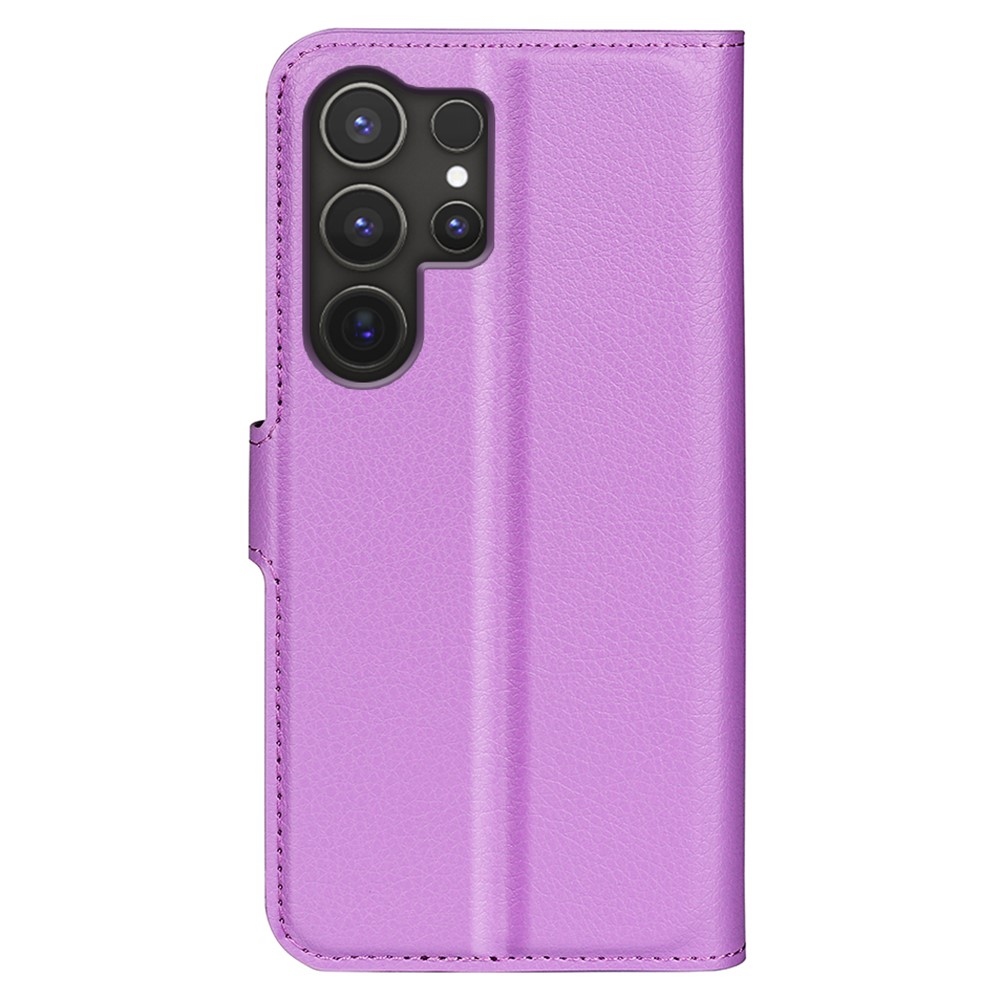 Litchi knížkové pouzdro na Samsung Galaxy S25 Ultra - fialové