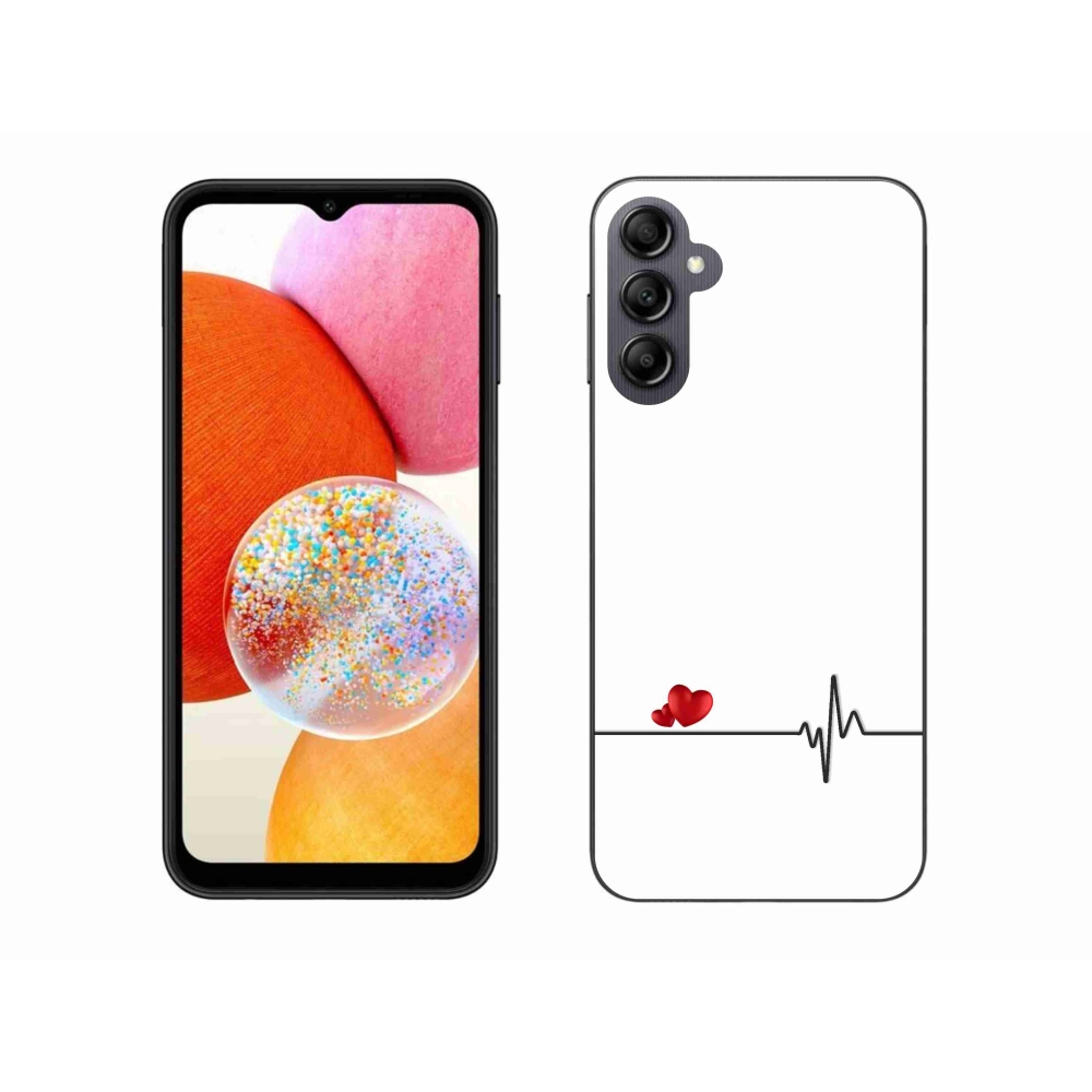 Gelový kryt mmCase na Samsung Galaxy A14 4G/5G - srdce a tep bílé pozadí