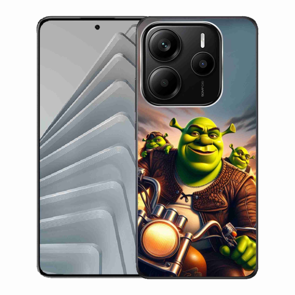 Gelový kryt mmCase na Xiaomi Redmi Note 14 5G - shrek na motorce