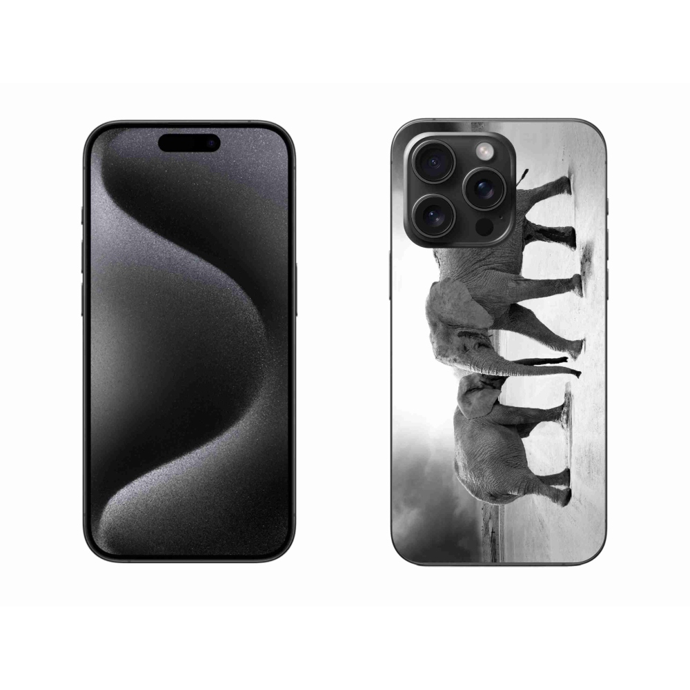 Gelový kryt mmCase na iPhone 15 Pro Max - černobílí sloni