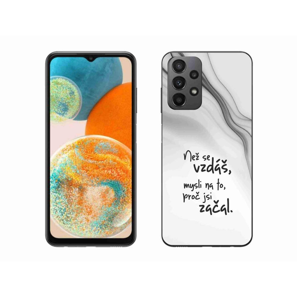 Gelový kryt mmCase na Samsung Galaxy A23 4G/5G - citát 2 bílé pozadí