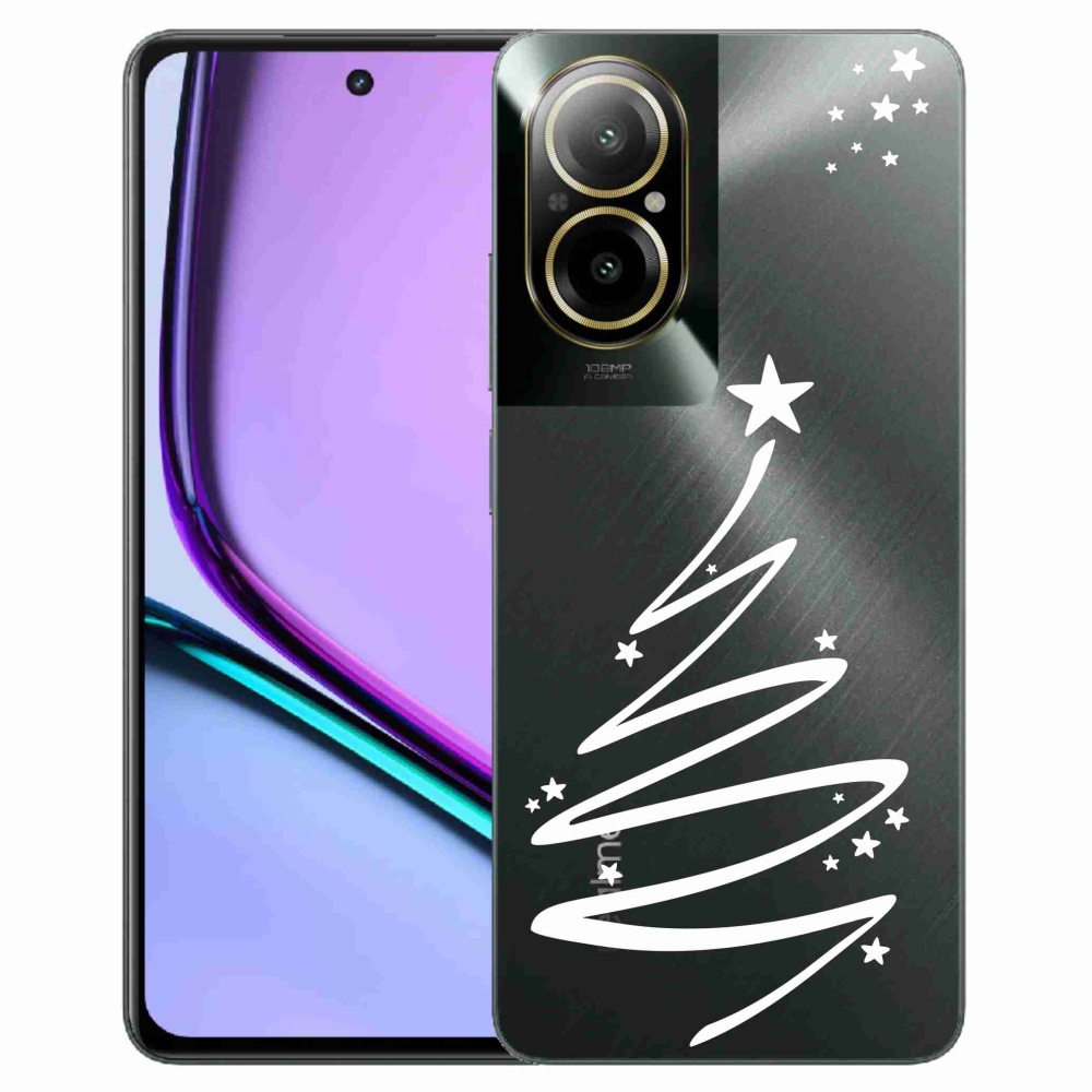 Gelový kryt mmCase na Realme C67 - bílý stromeček na průhledném pozadí