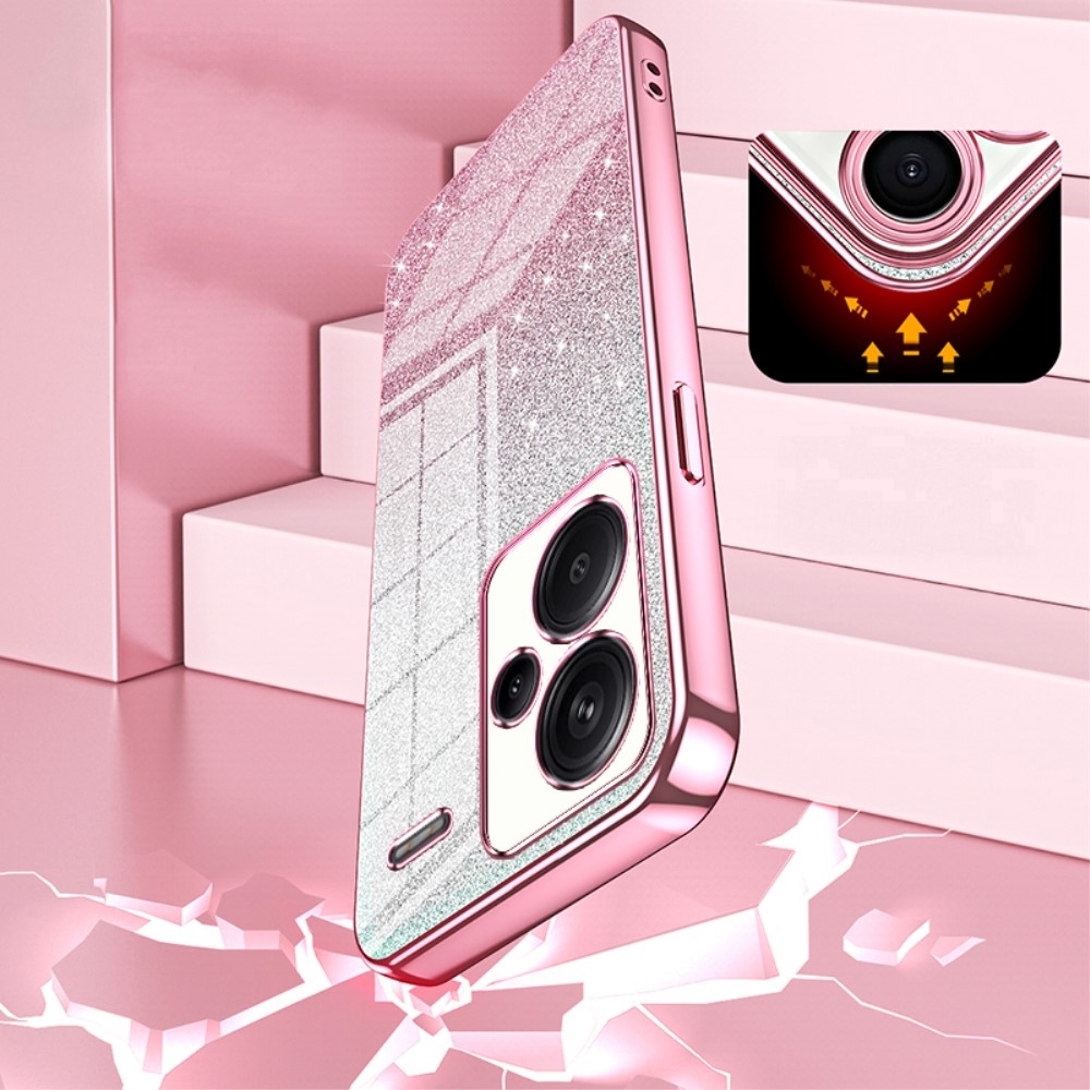 Cut gelový třpytivý obal na Xiaomi Redmi Note 13 Pro+ 5G - růžový