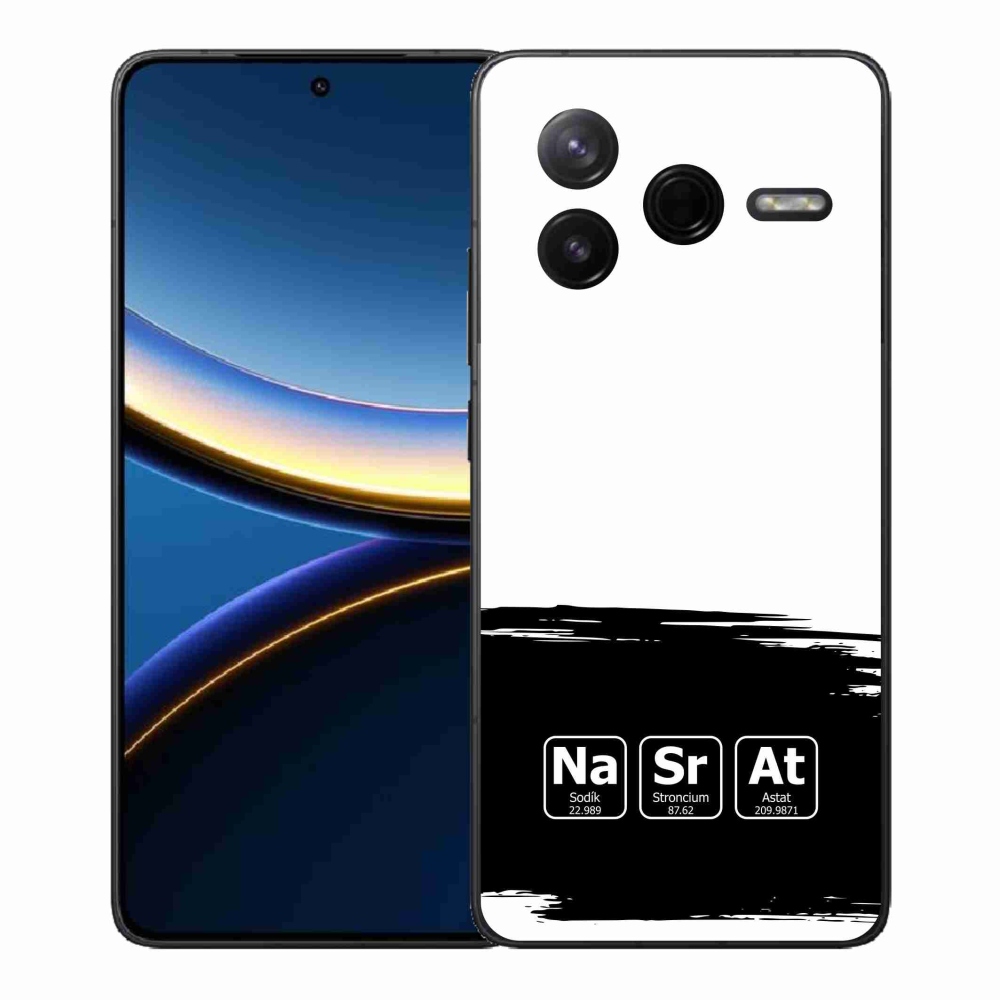 Gelový kryt mmCase na Xiaomi Poco F7 Pro - chemické prvky černobílé pozadí