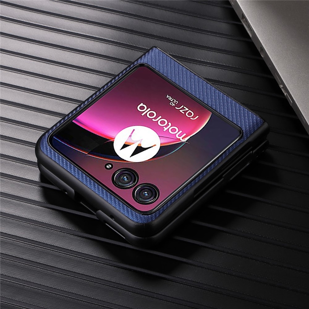 Textury plastový kryt s umělou kůží na Motorola Razr 40 Ultra 5G - modrý
