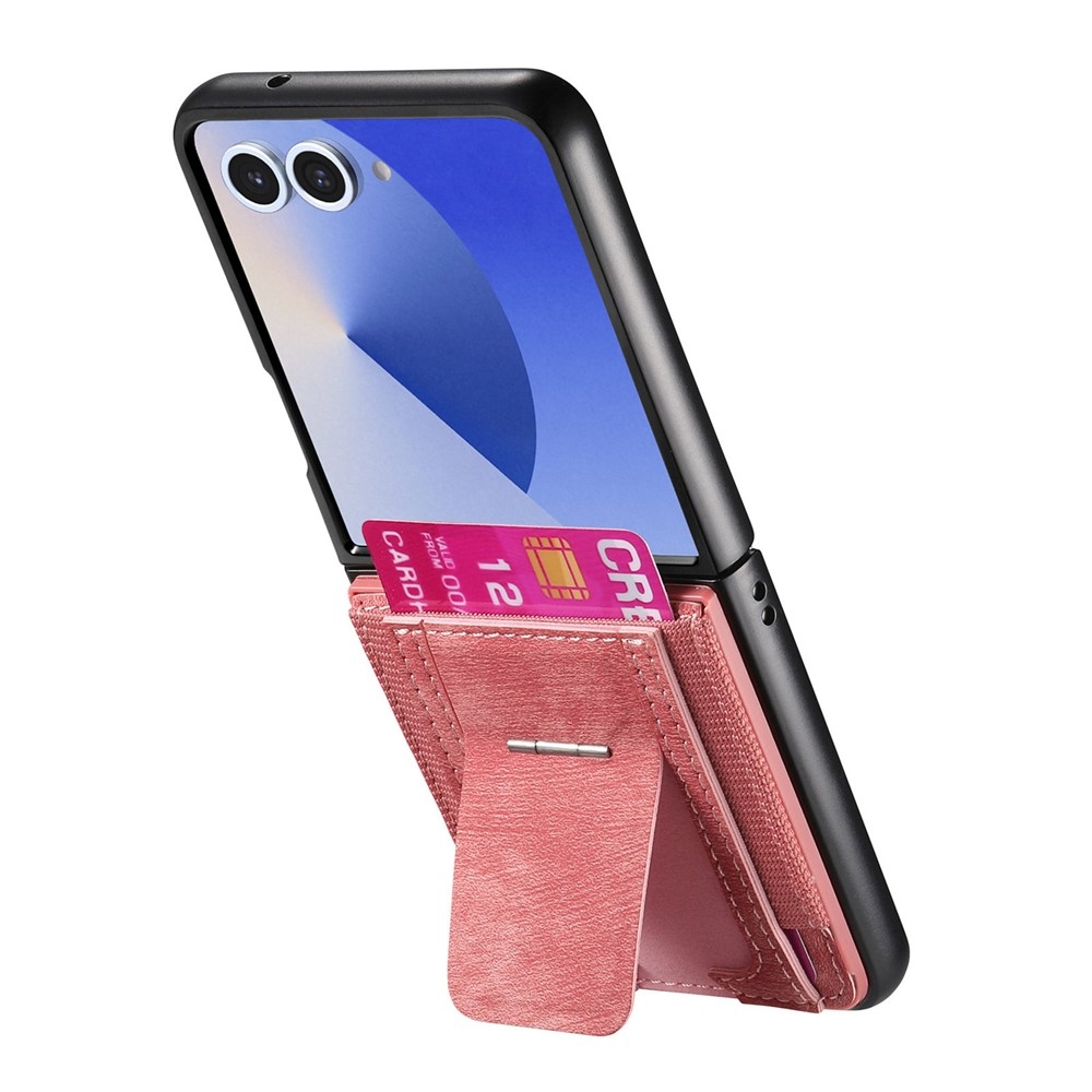 Luxurious plastový kryt s umělou kůží na Samsung Galaxy Z Flip7 5G - růžový