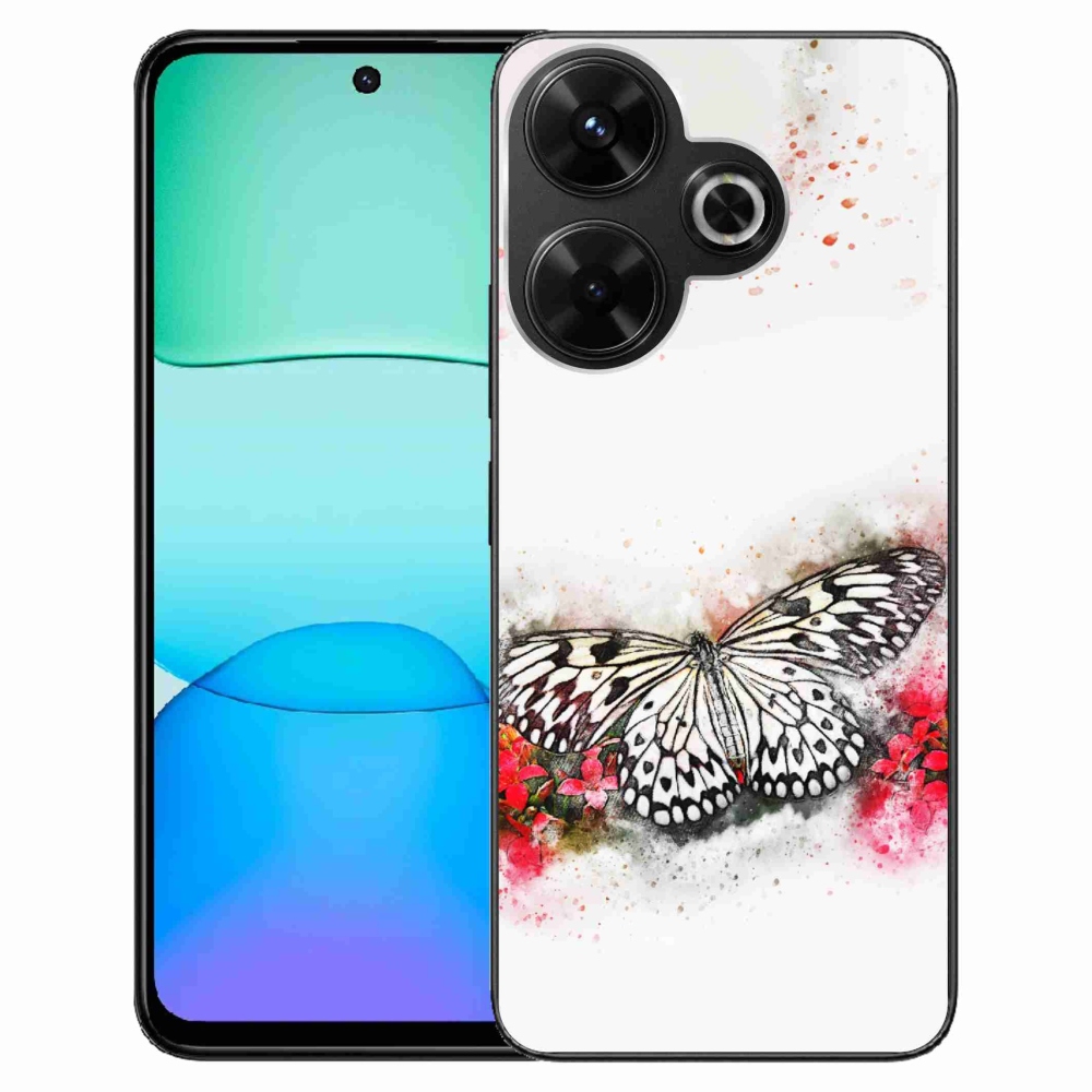 Gelový kryt mmCase na Xiaomi Redmi 13 4G/Poco M6 4G - černobílý motýl