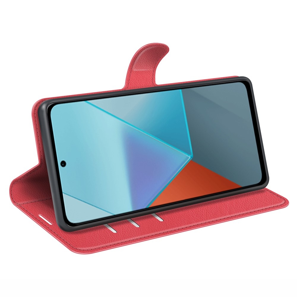 Litchi knížkové pouzdro na Xiaomi Redmi Note 13 Pro 5G/Poco X6 5G - červené