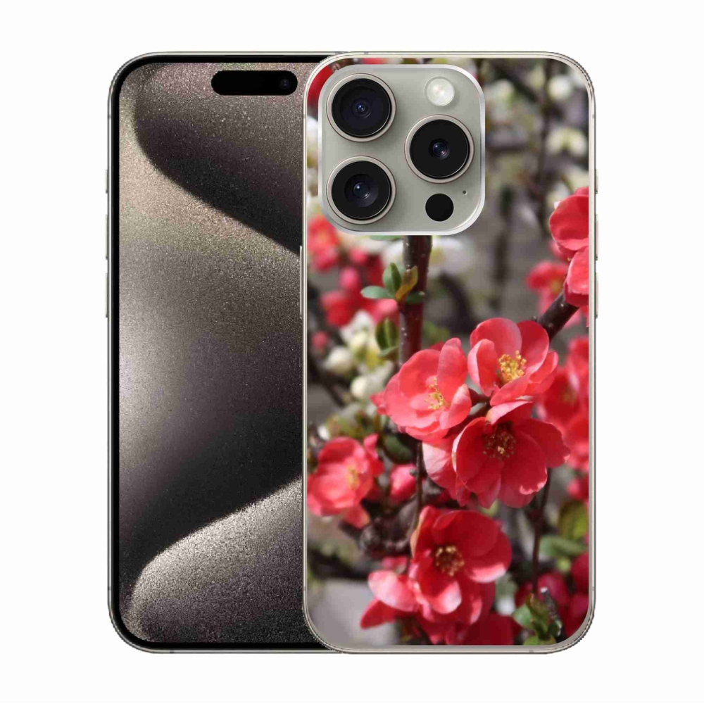 Gelový kryt mmCase na iPhone 15 Pro - červené květy