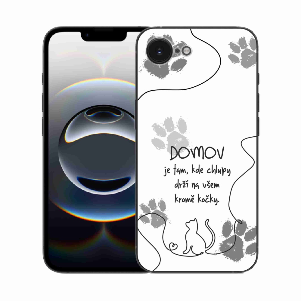 Gelový kryt mmCase na iPhone 16e - kočičí motiv bílé pozadí