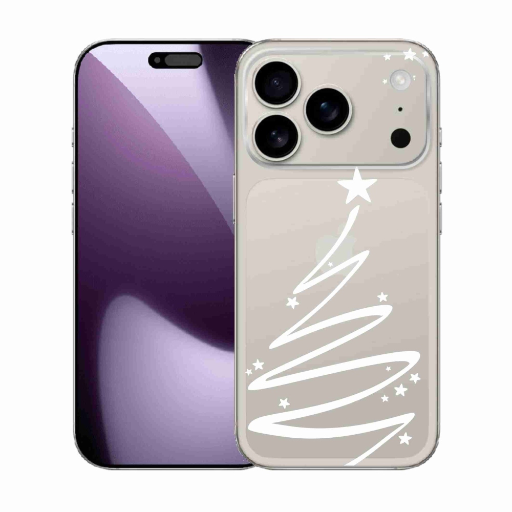 Gelový kryt mmCase na iPhone 17 Pro - bílý stromeček na průhledném pozadí