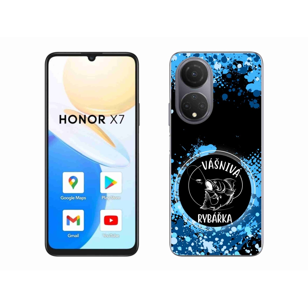 Gelový kryt mmCase na Honor X7 - vášnivá rybářka černé pozadí